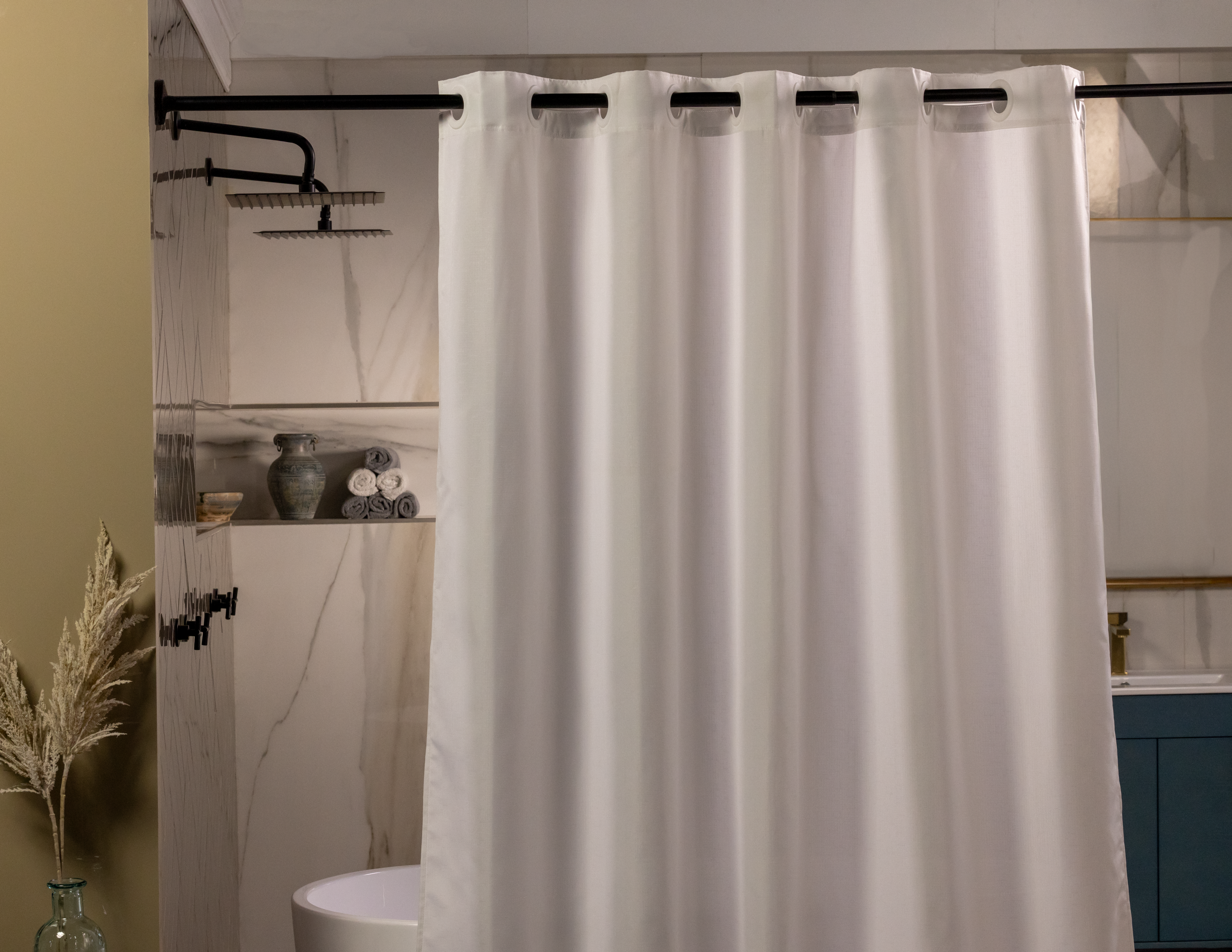 TEXTURED LINEN LOOK SHOWER CURTAINS